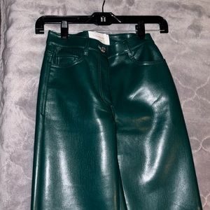 Emerald green, full length Aritzia, leather pants